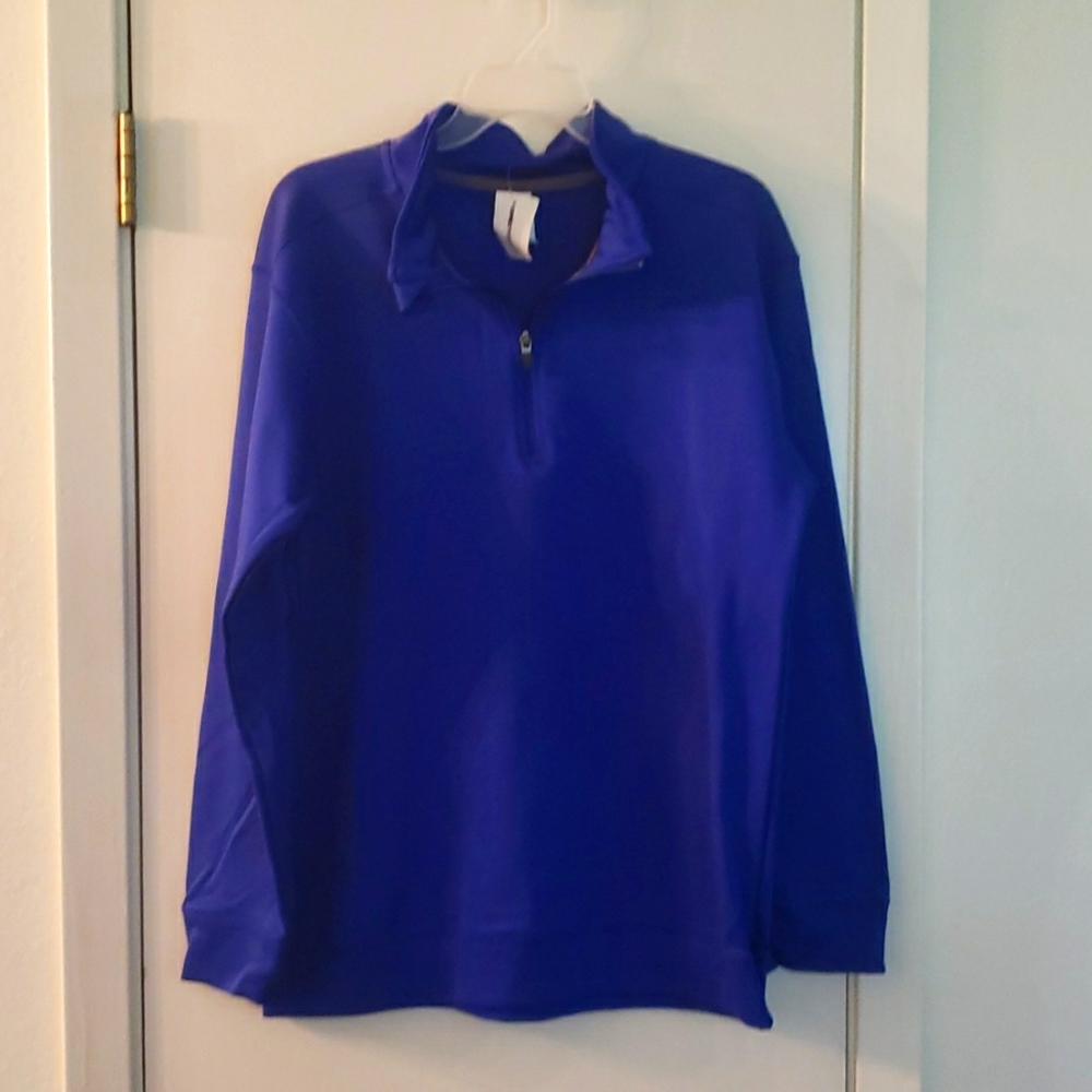 Gildan performance half zip blue long-sleeved Size M new other than sun spots